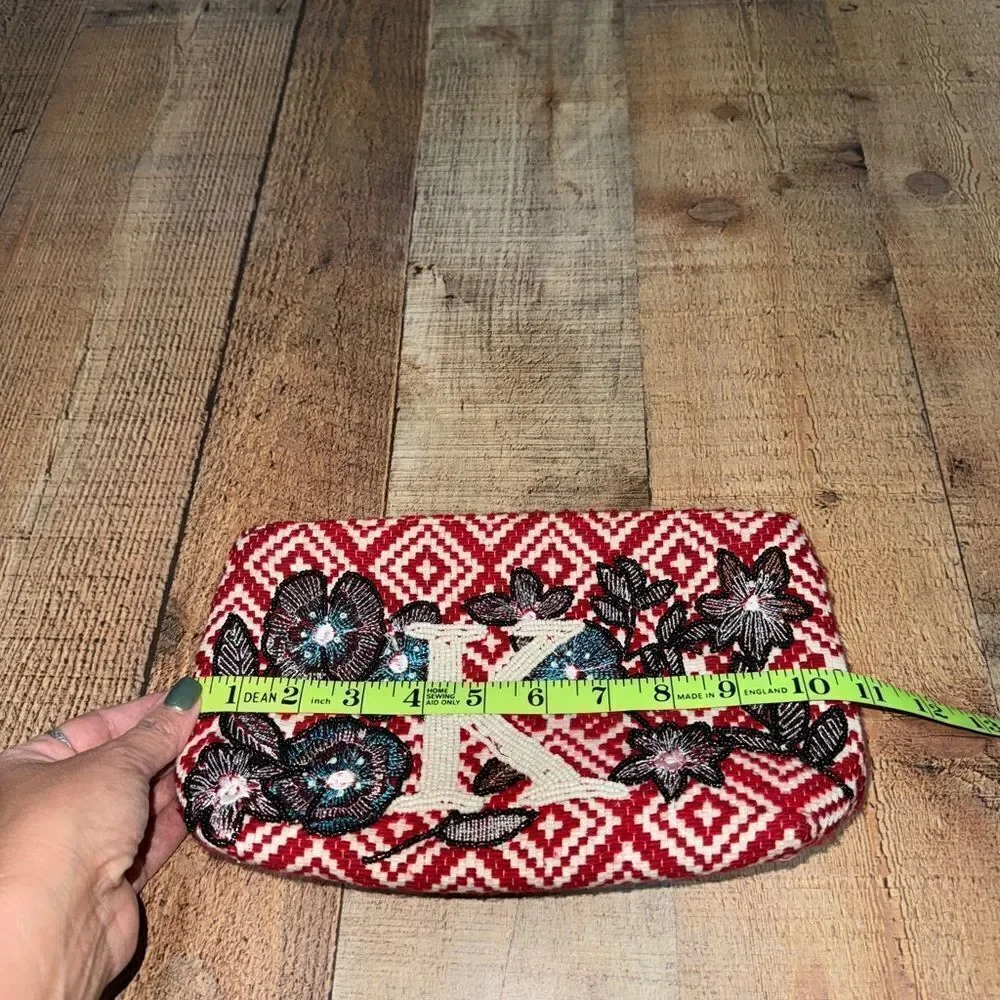 Kareena’s Monogram K Beaded/Embroidered Zipper Pouch